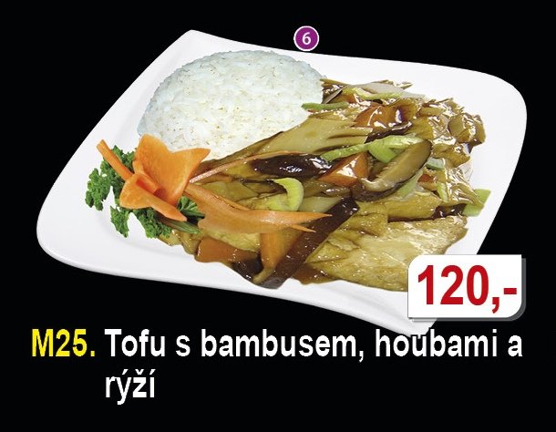 Tofu s bambusem a houbami